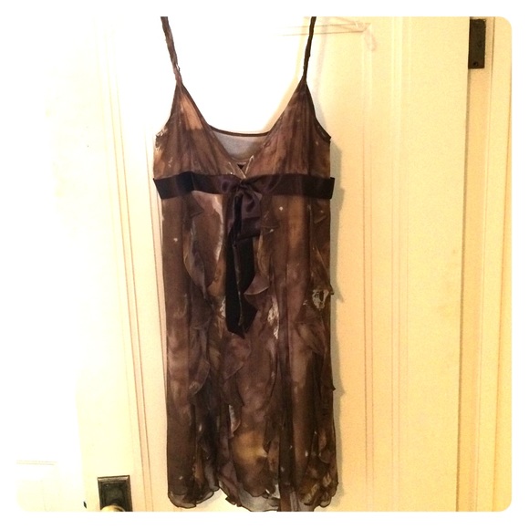 BCBG Max Azria Brown Flowy Silk Dress - Picture 1 of 5
