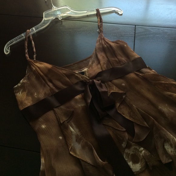 BCBG Max Azria Brown Flowy Silk Dress - Picture 2 of 5