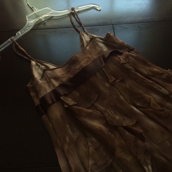 BCBG Max Azria Brown Flowy Silk Dress - Picture 3 of 5