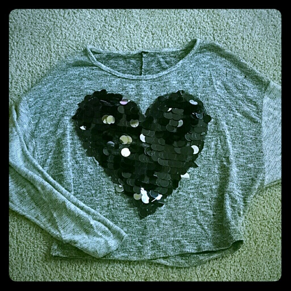 Gray sparkly sweater/crop top