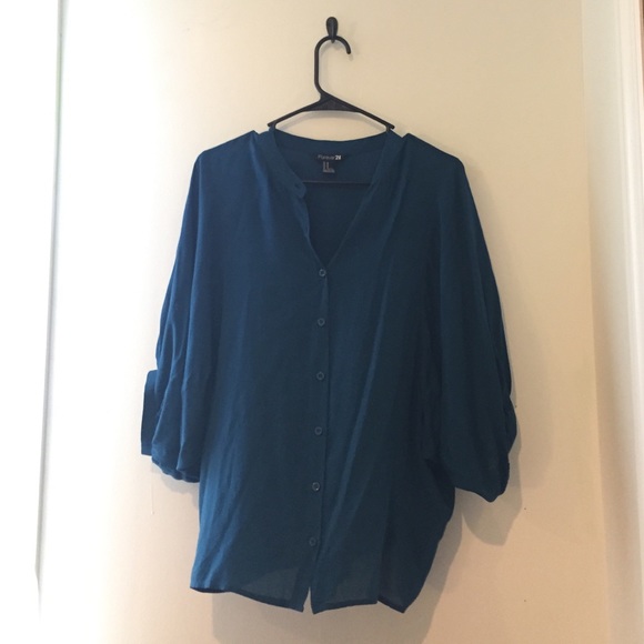 Teal blouse with cool back!