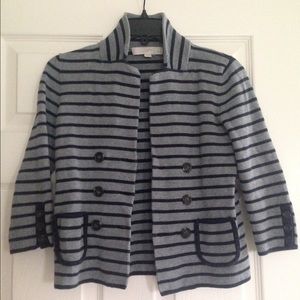 Soft Grey/Black Striped Blazer PETITE