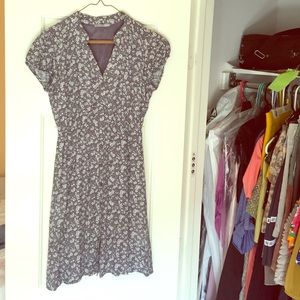 Silky button down floral dress