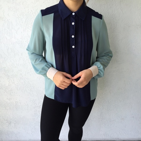 ANTHROPOLOGIE CHIFFON COLOR-BLOCK TOP