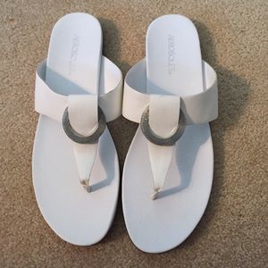 NWOT white and silver sandals