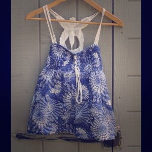 📣🎉🇺🇸 Free People Blue & White Lace Top