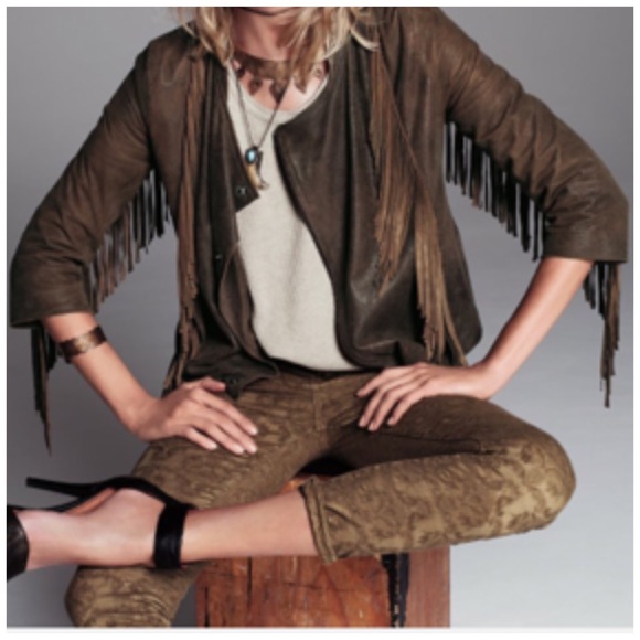 Free People Denim - Free People Jacquard Gold Ankle Jeans