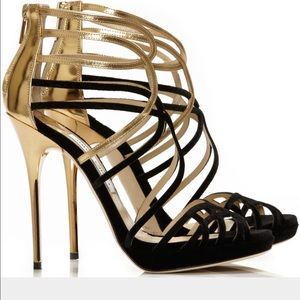 Jimmy Choo Melvin black and gold sandal