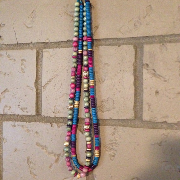 Eclectic beaded necklace, double strand