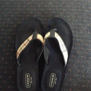 Coach navy flip flops