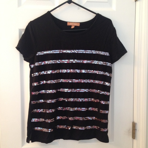 EUC Ellen Tracy sequin striped T-shirt