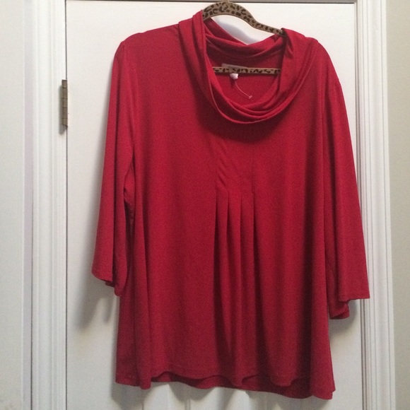 Dress Barn Red Cowl Top with Pleats