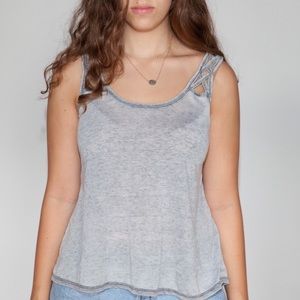 SALE Gray top w/ Criss Cross Pattern on Shoulders!