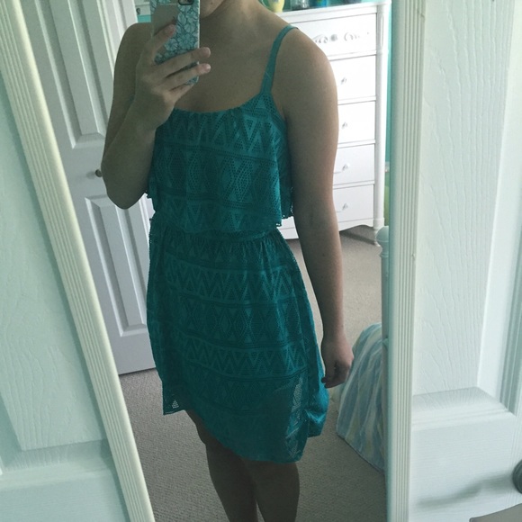 Teal Flowy Pattern Dress