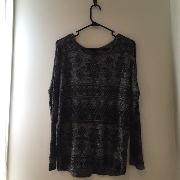 Oversized tribal print sweater.