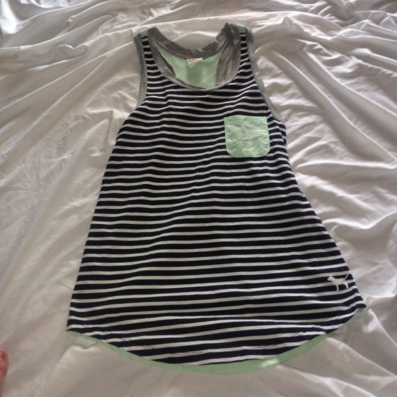 Black and white striped tank w/green back