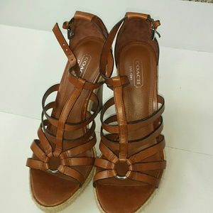 Coach Platform  Sandals Delanie Cognac brown 7.5