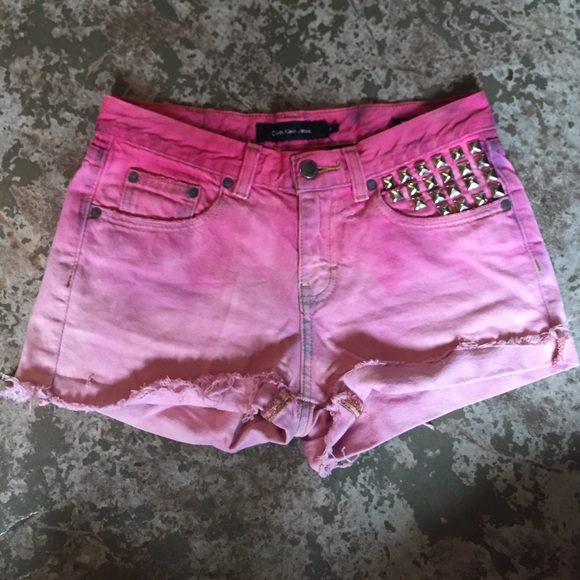 Calvin Klein hand made ombré pink festival shorts