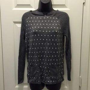 Ann Taylor loft gray polka dot sweater