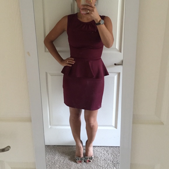 maroon peplum dress