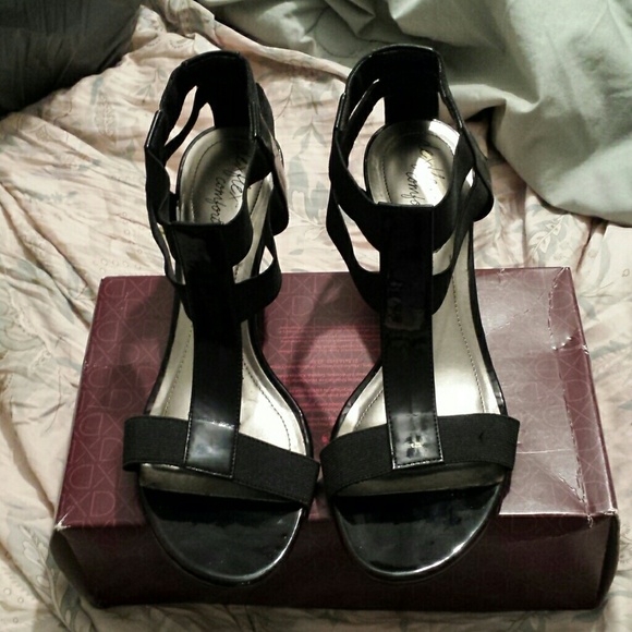 Dexflex comfort by dexter black cork wedge sandals