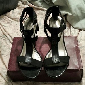 Dexflex comfort by dexter black cork wedge sandals