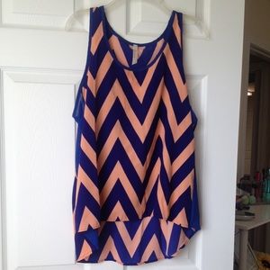 Navy & peach chevron shirt