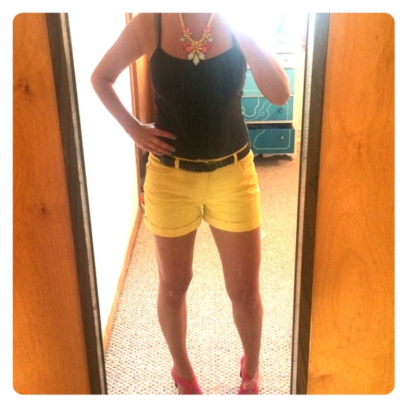 Yellow Cuffed Shorts