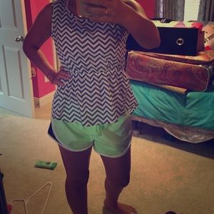 Baby blue and white chevron tank