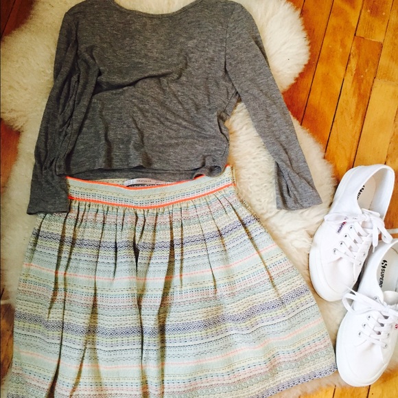 NWOT Zara neon tweed pleated skirt