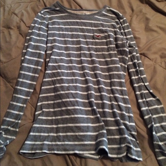 Hollister Tops - Grey and white striped long sleeve