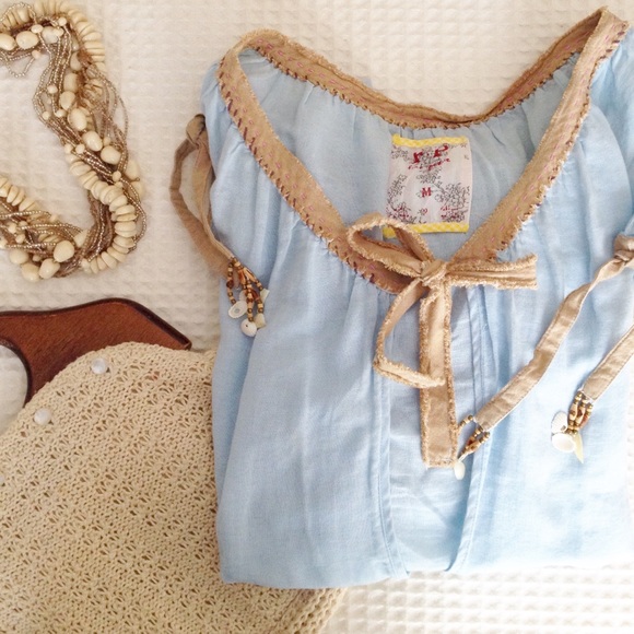 Free People Light Blue Tunic With Tassels