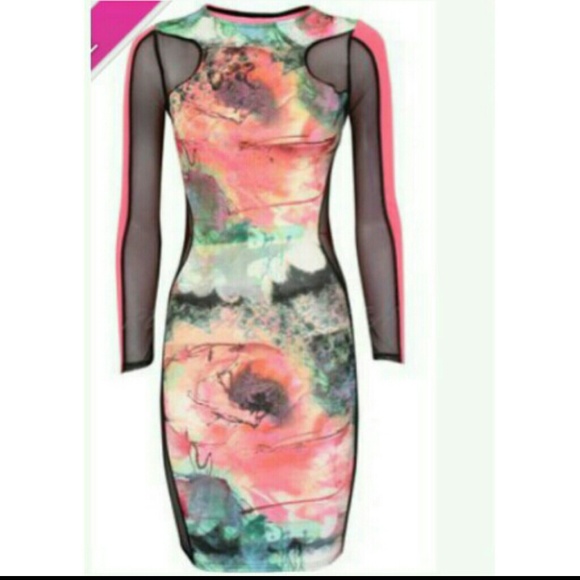 Floral Mesh Mini Dress