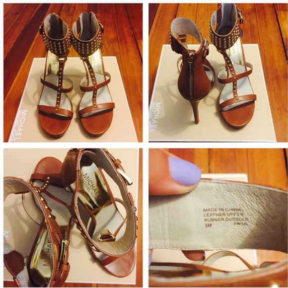 Michael Kors Leather Brown Heel Sandal