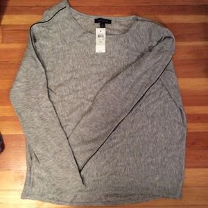 Anne taylor sweater with leather trim