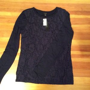 Navy lace long sleeve