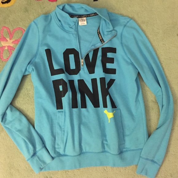 Victoria's Secret PINK quarter zip blue pullover