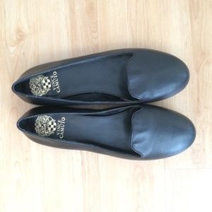 Vince Camuto Black Leather Smoking Slippers