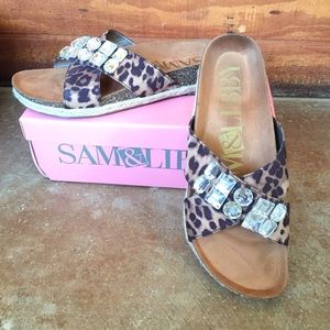 Birkenstock Inspired Leopard & Rhinestone Sandals