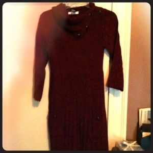 Dark red cowl neck tunic sweater