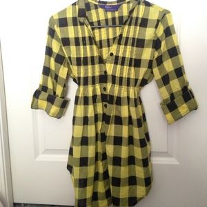 Plaid Button-Up Blouse