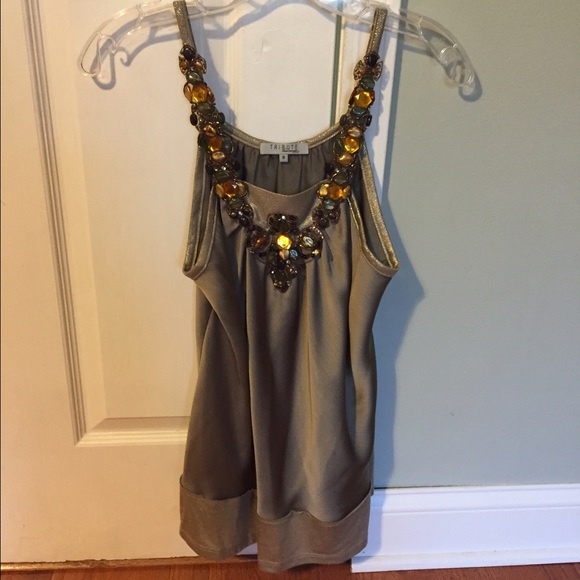 Anthropologie Tribute Silk Embellished Top Small