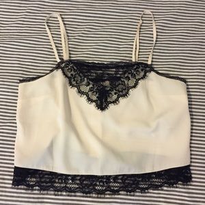 Forever 21 Woven crop top with black lace
