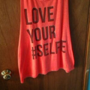 Neon orange #SELFIE open back top