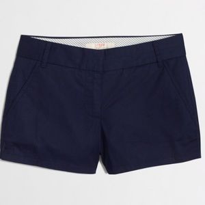 3" Navy J. Crew chino shorts