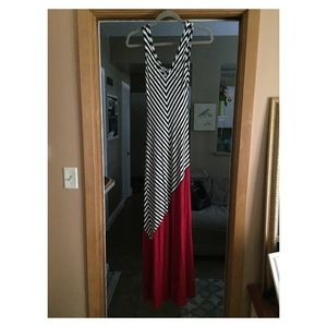 Sexy Vneck stripe maxi dress