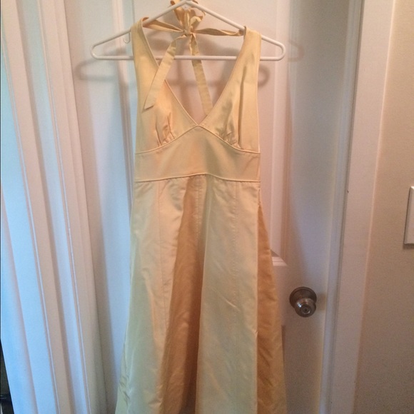 A line halter silk yellow dress