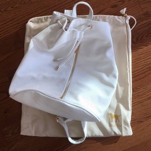 Deux Lux Bags - Deux Lux White Perforated Faux Leather Backpack Deux Lux Bags - Deux Lux White Perforated Faux Leather Backpack