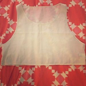 Sleeveless semi-sheer crop top