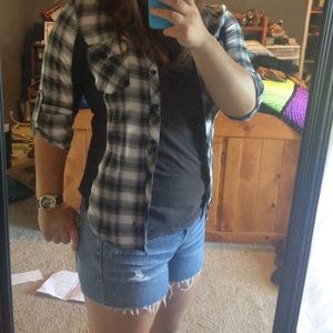 black and white plaid shirt